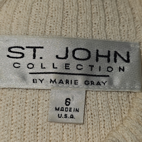 St John Collection Womens Santana Knit Zipper Cardigan, Ivory Sz 6,Old Money - Picture 11 of 12